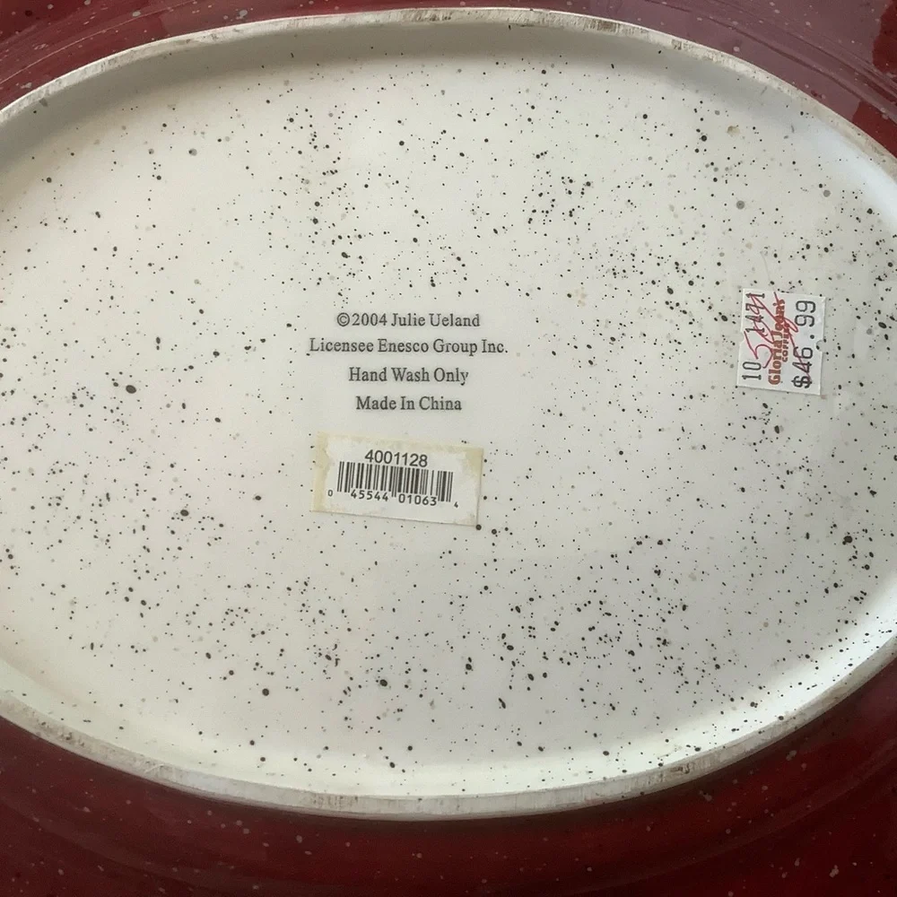 Julie ueland Enesco large 20 1/2” hand painted English garden chubby chic plater